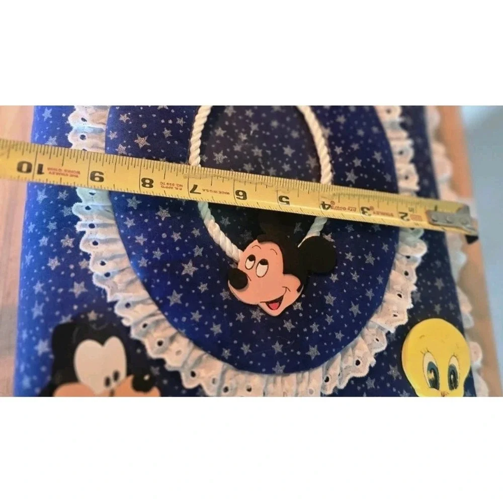 Disney Mickey Mouse & Friends Handmade Cottagecore Blue Fabric Photo Album‎ Lace